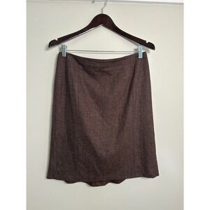 Talbots Wool Blend Skirt Womens 6P Brown Tweed EUC Fluted Hem Professional